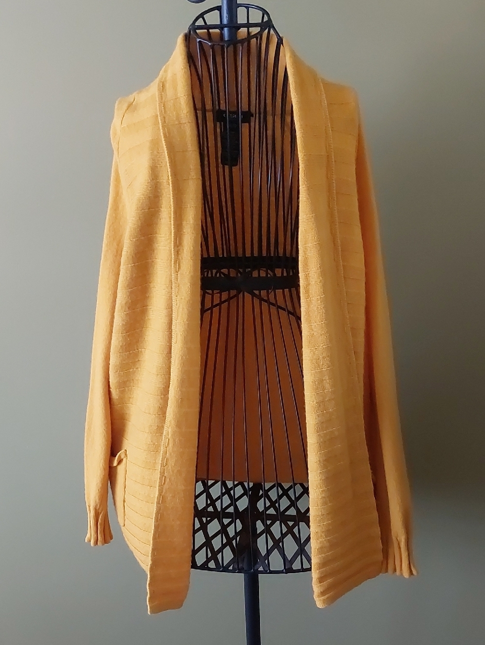 Lightweight Open-Front Mustard Cardigan Sweater